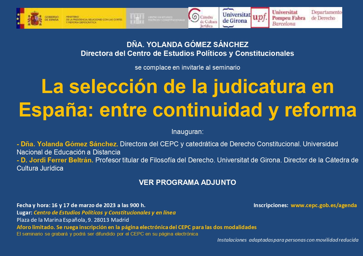 Seminario "La selección de la judicatura en España: entre continuidad y reforma"
