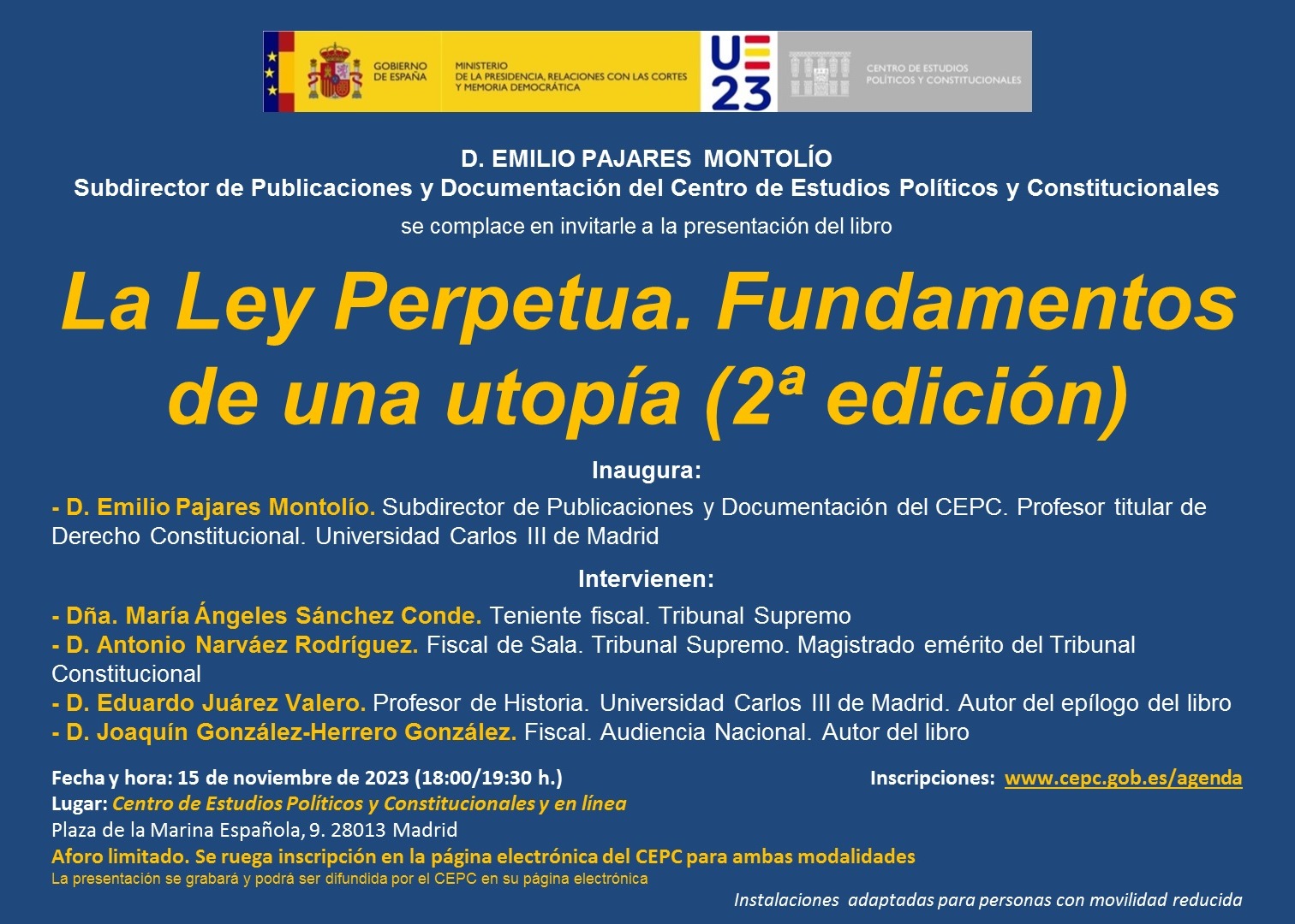 Presentación del libro "La Ley Perpetua. Fundamentos de una utopía (2ª edición)"