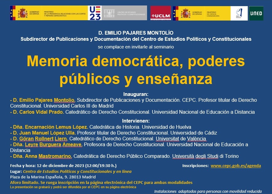  Seminario "Memoria democrática, poderes públicos y enseñanza"