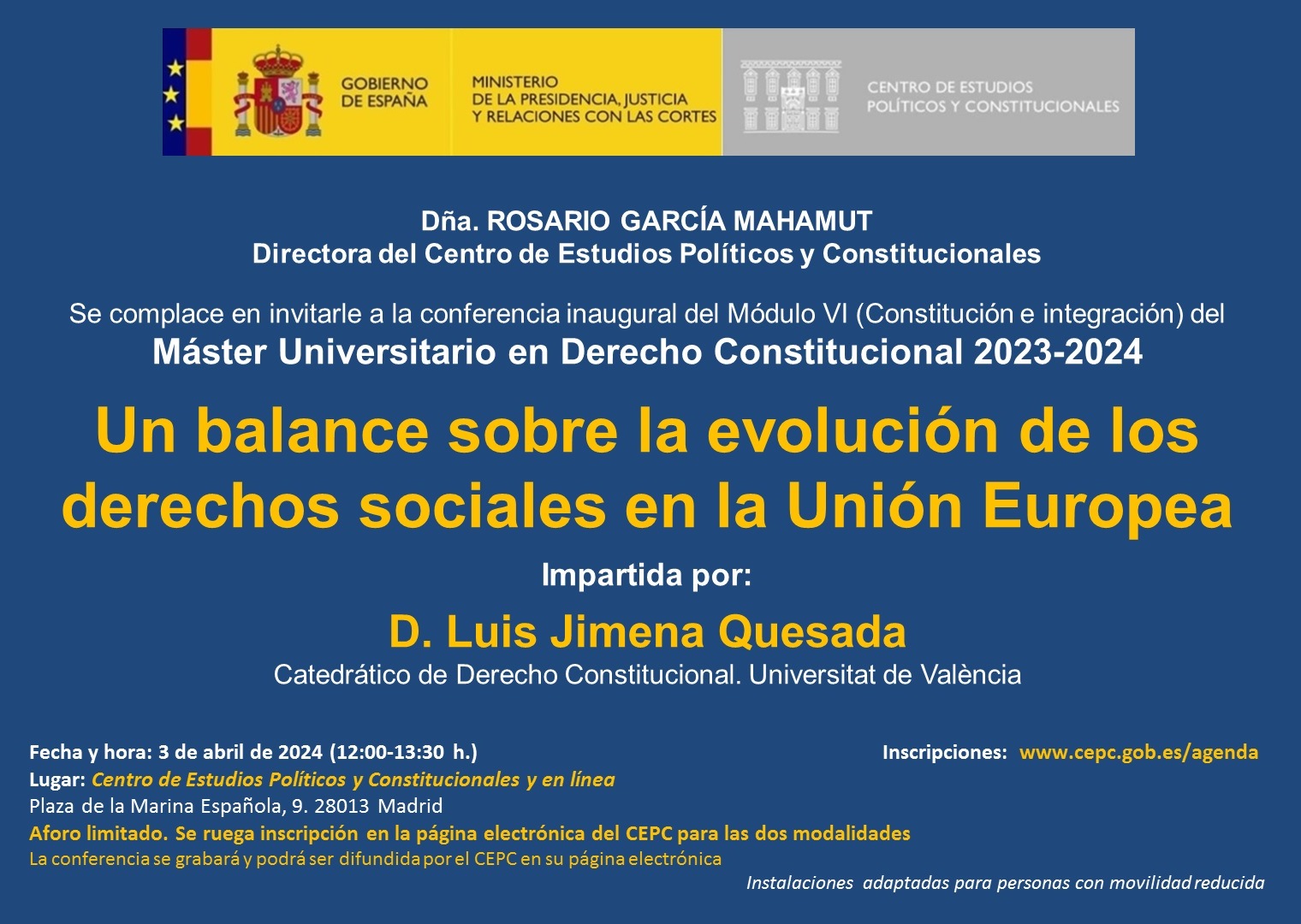 Conferencia inaugural del Módulo VI Constitución e integración Luis Jimena