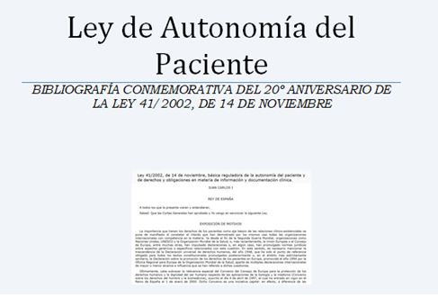Bibliografía conmemorativa del 20ª aniversario de la Ley de Autonomía del Paciente 