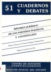 Régimen jurídico de los partidos políticos y Constitución. Debate celebrado en el Centro de Estudios Constitucionales