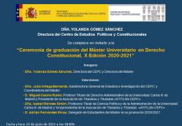 Ceremonia de graduación del Máster Universitario en Derecho Constitucional, X Edición 2020-2021