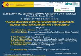 Jornada (en línea): “Planes de Acción Climática para Empresas Españolas: Mejores Prácticas Corporativas y Financieras” (25/03/2021)