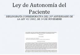 Bibliografía conmemorativa del 20º aniversario de la Ley de Autonomía del Paciente