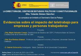 Seminario García-Pelayo: "Evidencias sobre el impacto del teletrabajo para empresas y personas trabajadoras"