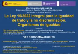Seminario "La Ley 15/2022 integral para la igualdad de trato y la no discriminación. Organismos de igualdad"