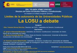 Segundo seminario sobre los límites de la autonomía de las Universidades Públicas "La LOSU a debate" 