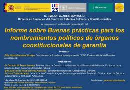  Presentación del "Informe sobre Buenas prácticas para los nombramientos políticos de órganos constitucionales de garantía"
