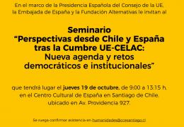 El CEPC colabora en el Seminario “Perspectivas desde Chile y España tras la Cumbre UE-CELAC: Nueva agenda y retos democráticos e institucionales” (Santiago de Chile, 19 de octubre de 2023)