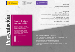 Presentación del libro "Estudios de género en ciencia política. Actas de la I Sesión del Grupo Permanente de Género y Política de la Asociación Española de Ciencia Política y de la Administración"