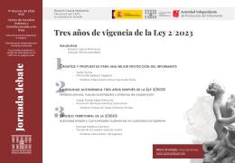 Jornada de debate "Tres años de vigencia de la Ley 2/2023"